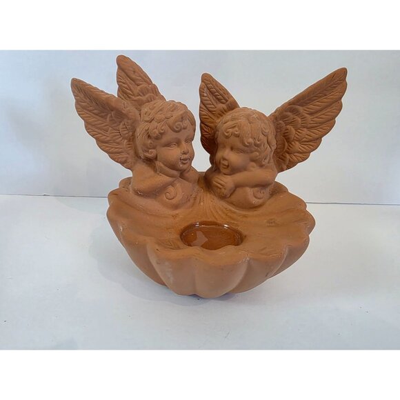 Partylite Cherubic Terracotta Angel Planter & Candle Holder - Picture 1 of 6